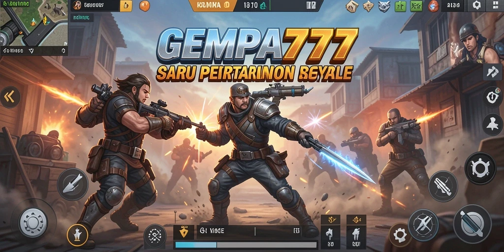 Tangkapan layar menampilkan aksi intens dalam GEMPA777 Battle Royale.
