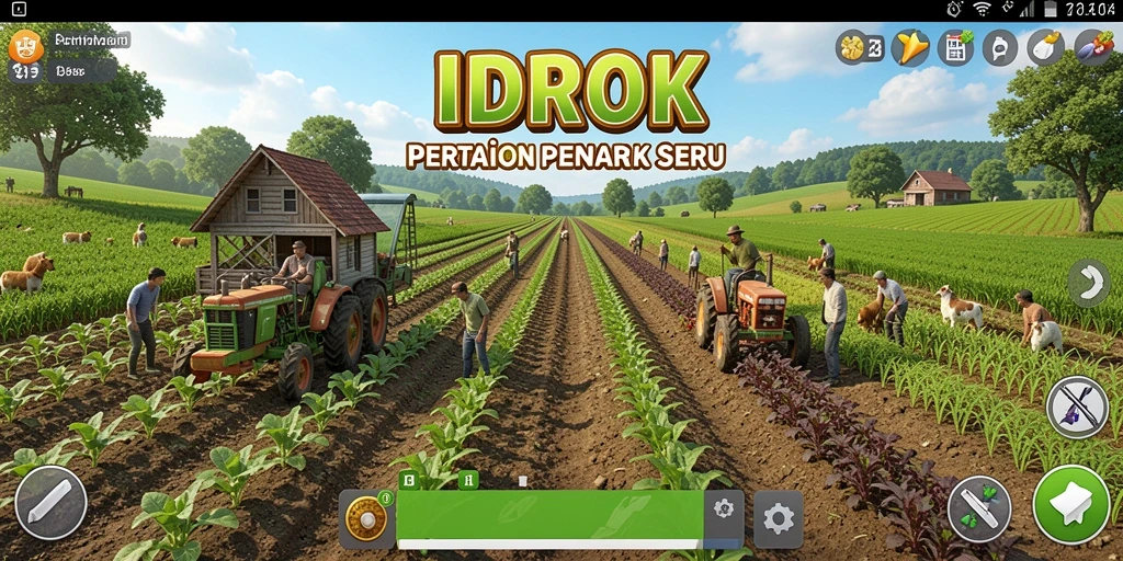 Tangkapan layar gameplay IDROK yang menampilkan aktivitas pertanian yang menarik.