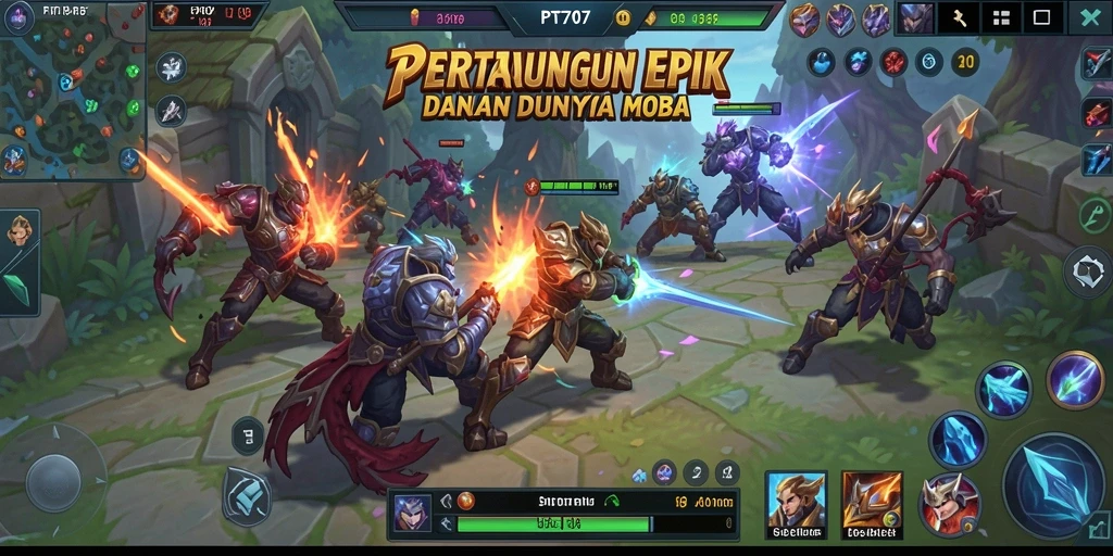 Gameplay seru dan strategis dalam PT707 MOBA.